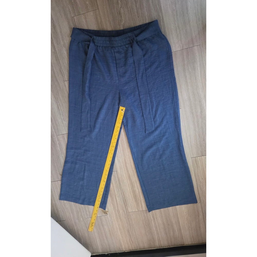 NYCC New York Clothing Co Blue Wide Leg Elastic Waist Tie Belt Trousers XL